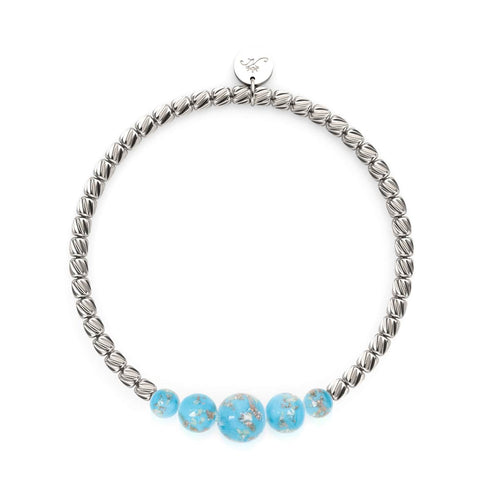 Himmelblau | Silber | Glühwürmchen-Glas-Kaskadenarmband